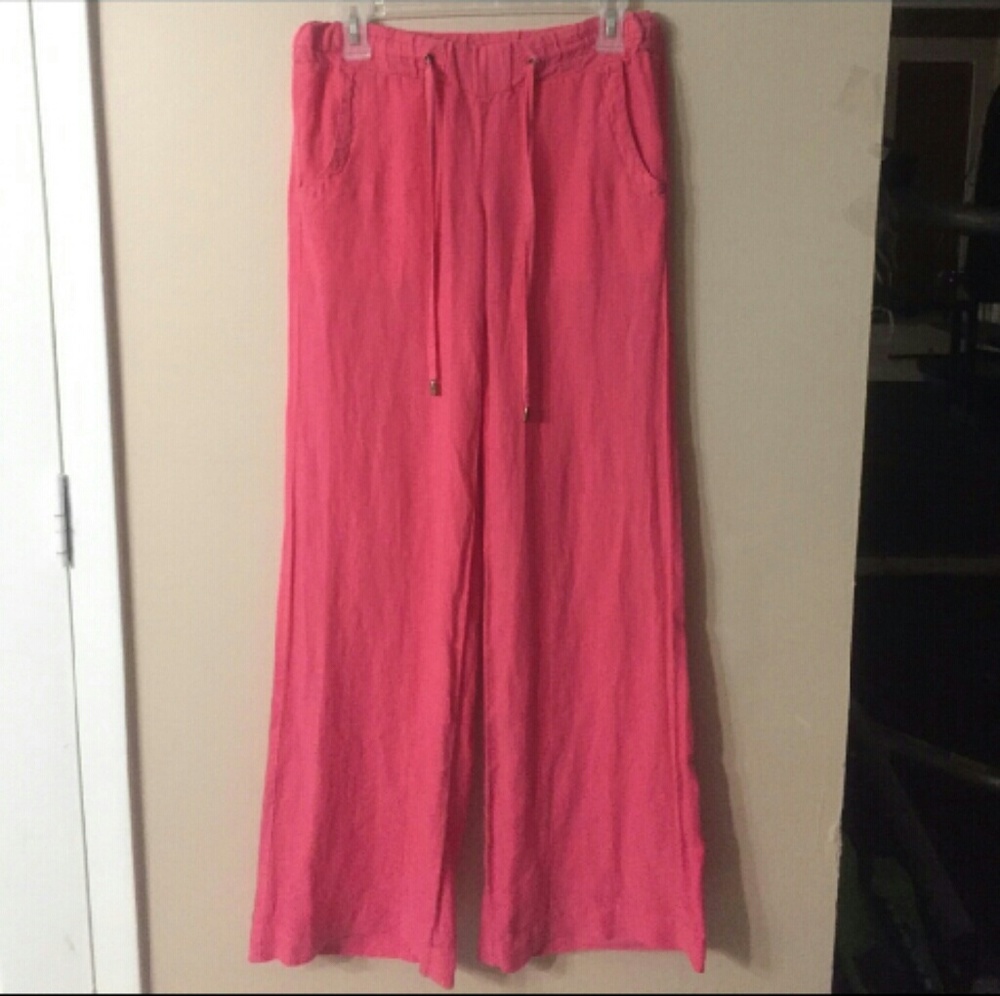 GUESS Wide Leg Linen Pants